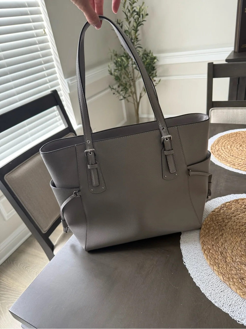 Michael Kors Dove Gray Saffiano Leather Tote - Picture 3 of 9